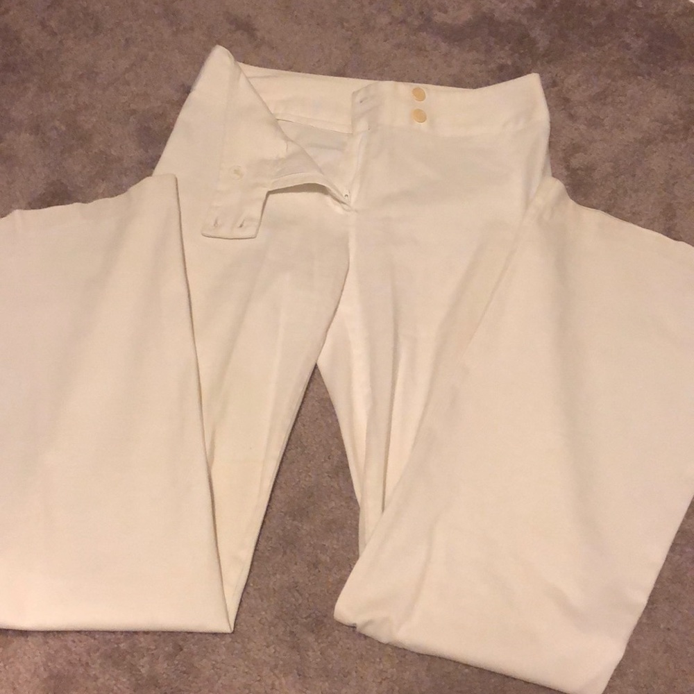 Stretch white flare pants